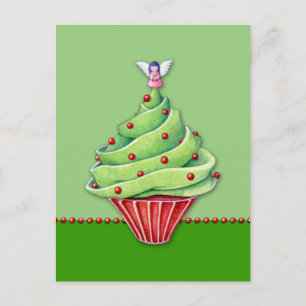 Postal verde del pastel de árbol de Navidad