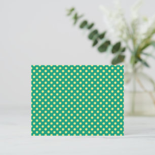 Postal Verde esmeralda con puntos de polka amarillo de Sa