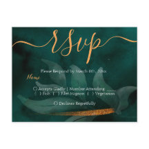 verde esmeralda moderno y hojas RSVP