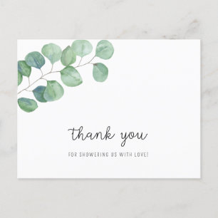 Postal Verde Eucalipto - gracias por el baby shower