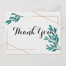 Postal Verde floral hojas de papel de estaño Gracias