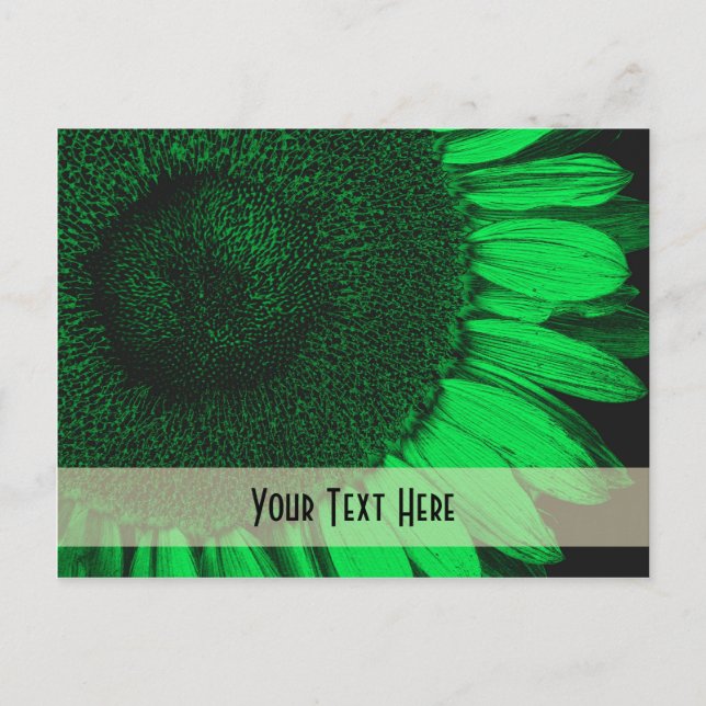 Postal verde macro girasol Personalizable floral (Anverso)