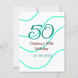 Postal Verde rojo 50 cumpleaños aniversario agregar nombr