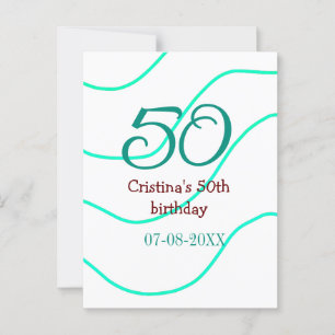 Postal Verde rojo 50 cumpleaños aniversario agregar nombr