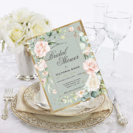 Postal Verde Salvia Baño Nupcial Floral Acuarela En