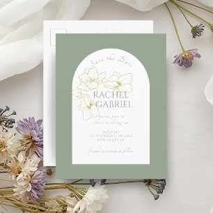 Postal Verde salvia Boda Floral Boho Arch Gold