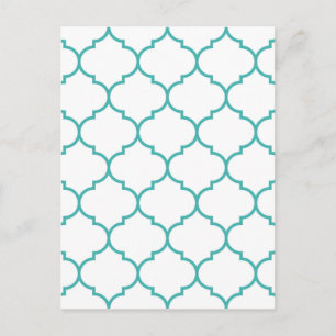 Postal verde, verde azulado, blanco, marroquí, quatrefoil