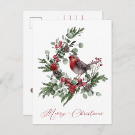Postal Verdes navidades, Cones de pino, Wren gris rojo
