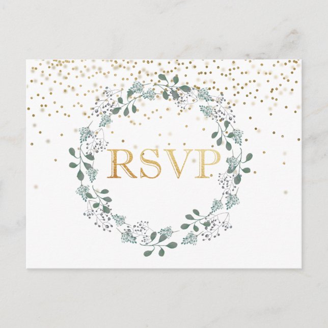 Postal Verdor botánico RSVP Boda Frame Gold Postcar (Anverso)