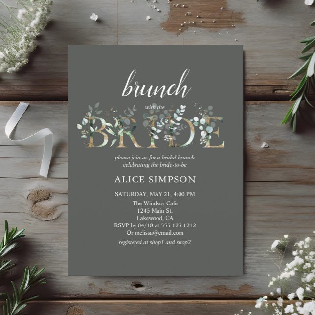 Postal Verdor Eucalyptus Script Bridal Brunch Ducha (Subido por el creador)