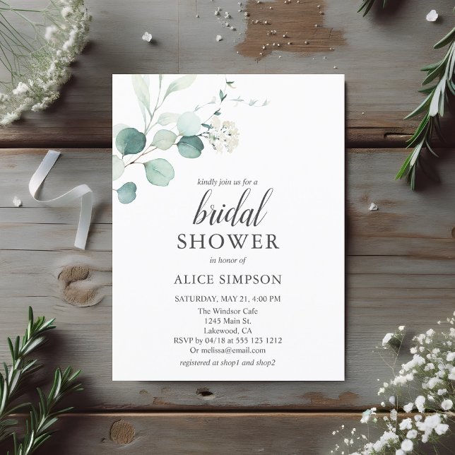 Postal Verdor Eucalyptus Script Bridal Shower (Subido por el creador)