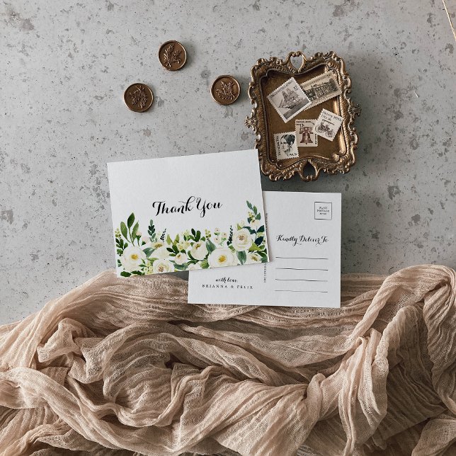 Postal Verdor Floral de otoño blanco Gracias (Subido por el creador)