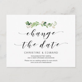 Postal Verdor moderno, cambio de fecha, pospuesto