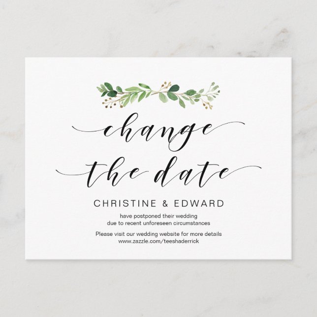 Postal Verdor moderno, cambio de fecha, pospuesto (Anverso)