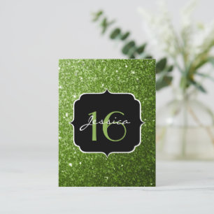 Postal Verdor purpurina verde chispa dulce 16