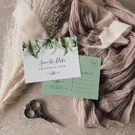 Postal Verdor tropical dorado horizontal Guardar la fecha