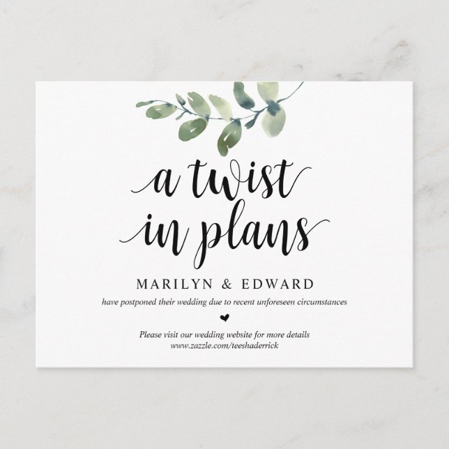 Postal Verdor, un giro en los planes, Boda pospuesto (Anverso)