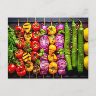 Postal Verdura a la parrilla. Conjunto de verduras bellam