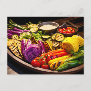 Postal Verdura a la parrilla. Conjunto de verduras bellam