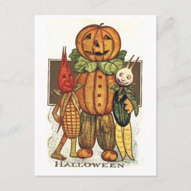 Postal Verduras de Halloween antiguas (Anverso)