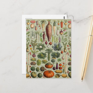 Postal verduras de jardín botánico francés vintage