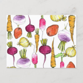 Postal Verduras de raíz Jardín Zanahorias Papas