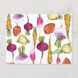 Postal Verduras de raíz Jardín Zanahorias Papas