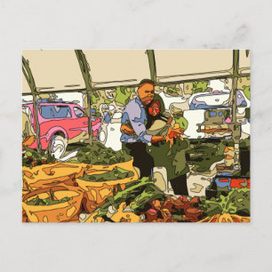 Postal Verduras frescas en el mercado de agricultores