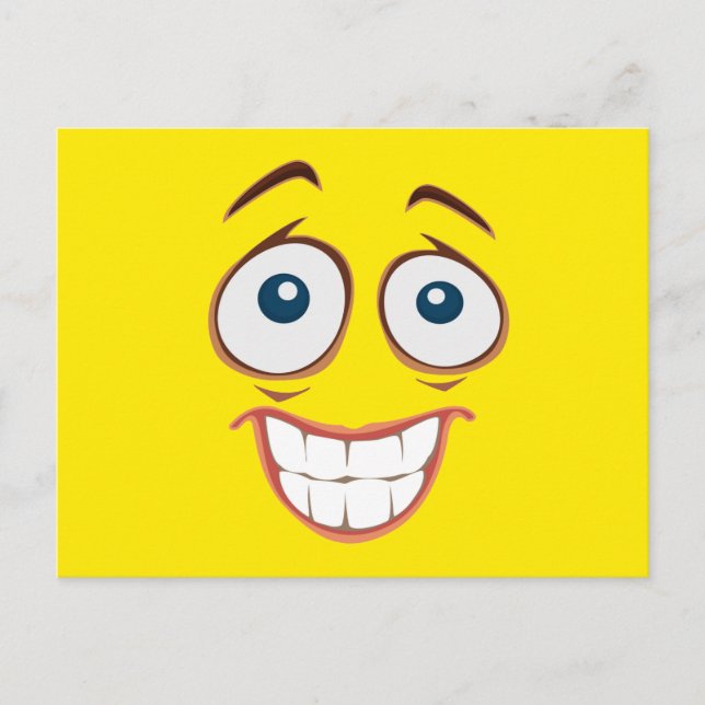 Postal Vergonzoso sonriente cara amarilla (Anverso)
