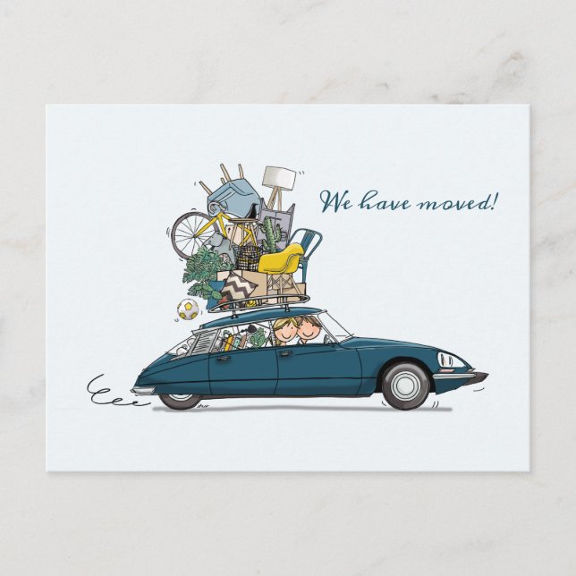 Postal Verhuiskaart Citroen Snoek blauw (Anverso)