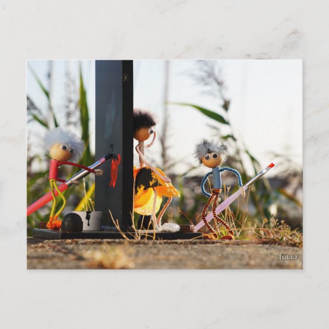 Postal Verliefd fubby poppetje dat hart heeft geschilderd (Anverso)