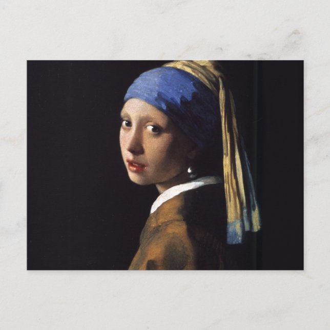 Postal Vermeer Chica Pearl Earring Masterpiece Pintura (Anverso)