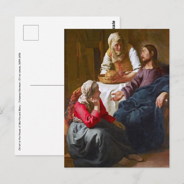 Postal Vermeer - Cristo en la Casa de Martha y María (Anverso / Reverso)