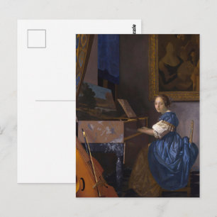 Postal Vermeer - Dama sentada en un Bella Artes virgen