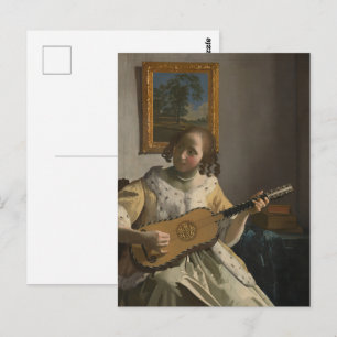 Postal Vermeer El Guitarrista Arte Clásico Fino