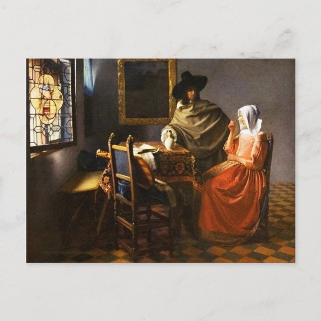 Postal Vermeer el vaso del vino (Anverso)