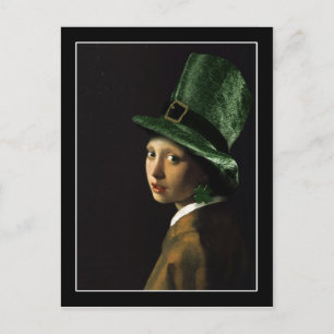 Postal Vermeer Pearl Earring Clover St Patrick's Day