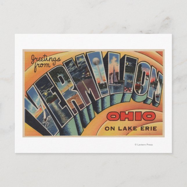 Postal Vermilion, Ohio - Escenas de letras grandes (Anverso)