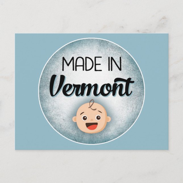Postal Vermont Baby Funny Blue New Boy Postcard (Anverso)