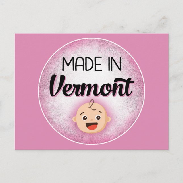 Postal Vermont Baby Funny Pink New Chica Postcard (Anverso)