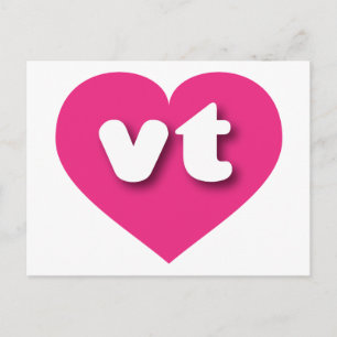 Postal Vermont corazón rosado caliente - me encanta vt