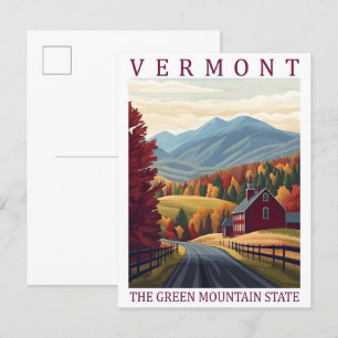 Postal Vermont el Green Mountains State USA Travel Place