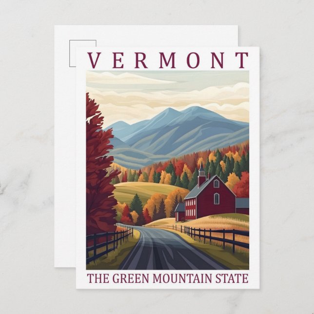 Postal Vermont el Green Mountains State USA Travel Place (Anverso / Reverso)