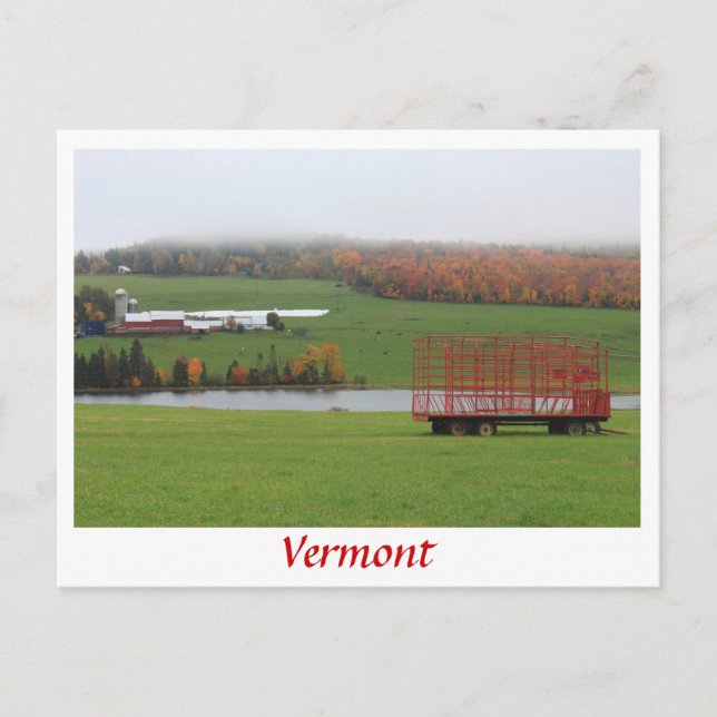 Postal Vermont Farm October Rain (Anverso)