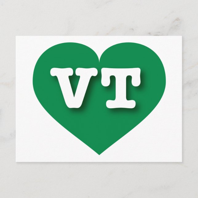 Postal Vermont Green Heart - Amo la VT (Anverso)