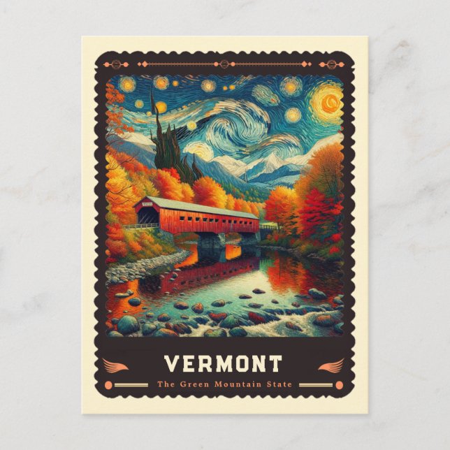 Postal Vermont | Inspirado en Vincent Van Gogh (Anverso)