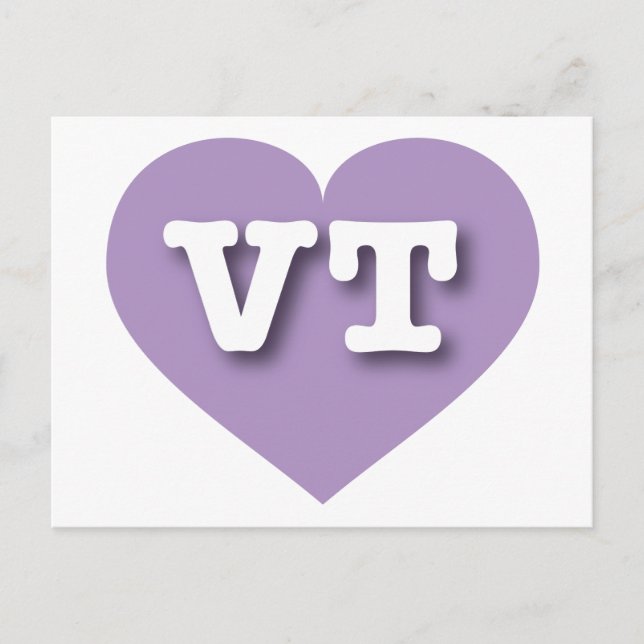 Postal Vermont Lavender Heart - Amo la VT (Anverso)