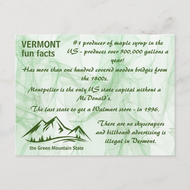 Postal Vermont, los hechos de la diversión del estado de  (Anverso)