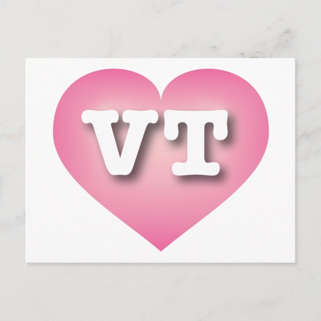 Postal Vermont Pink Fade Heart - Amo la VT (Anverso)