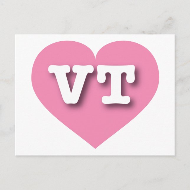 Postal Vermont Pink Heart - Amo la VT (Anverso)